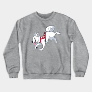 White Husky Running Crewneck Sweatshirt